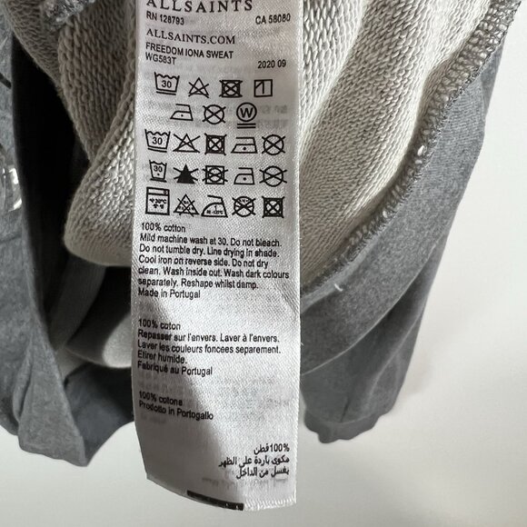 All Saints Freedom Iona Crewneck Sweatshirt Women's Size 8 Designer‎ Cozy - Picture 7 of 7